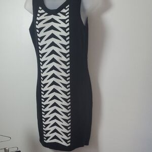 Xhilaration Black and White Patterned Sweater Dress